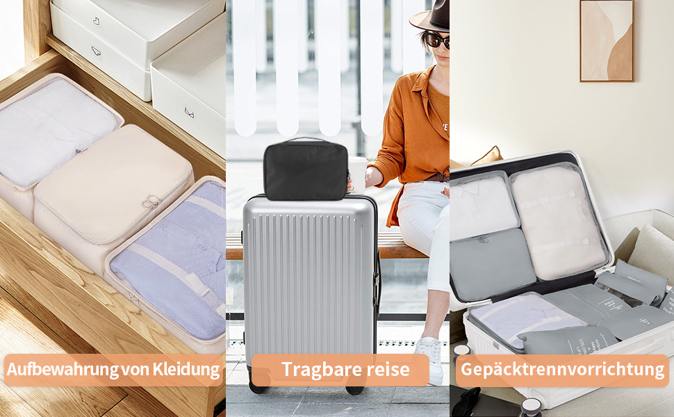 Набір органайзерів для подорожей Anjing (11 предметів), водонепроникні пакувальні куби для валізи, компактний органайзер для одягу в дорогу, рожевий