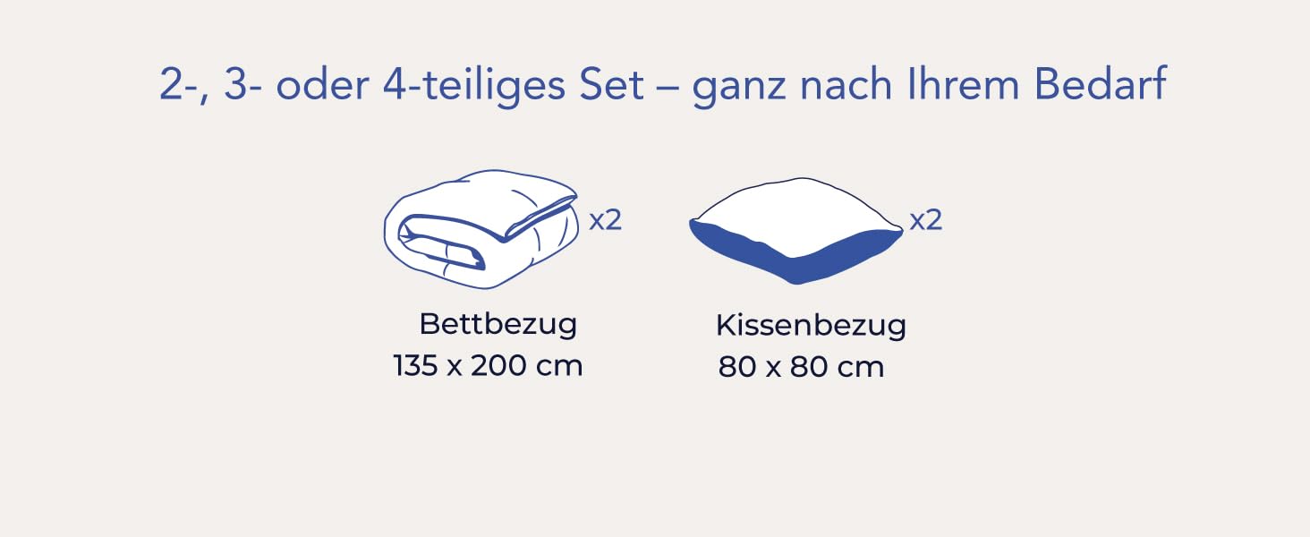 Набір постільної білизни Dreamzie з мусліну 135x200 см, 100% бавовна (4 шт.) – 2 наволочки 80x80 см, 2 наволочки 80x80 см, закривається на блискавку, сертифікат Oeko-Tex, колір: тауп