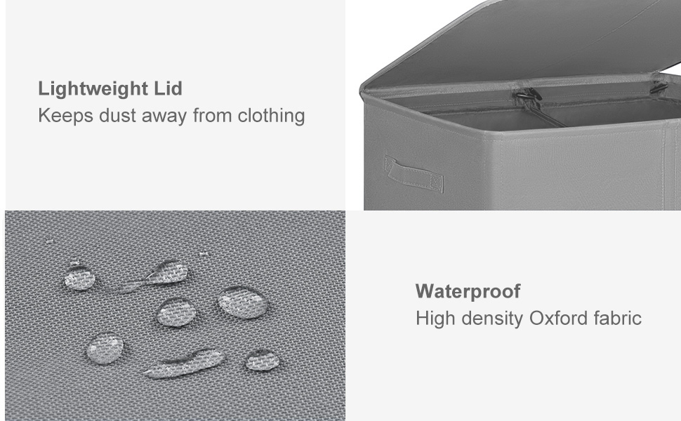 WOWLIVE Кошик для білизни з кришкою, великий, розкладний, 2 секції, з ручками (154л, Бежевий+сірий)