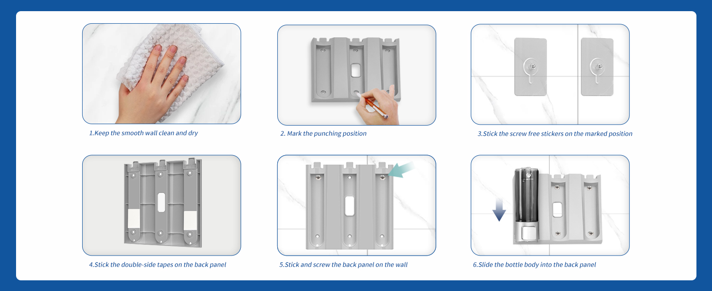 Дозатор для шампуню, кондиціонера та гелю для душу настінний (3 камери), без свердління, колір сатин срібло — CHUANGDIAN