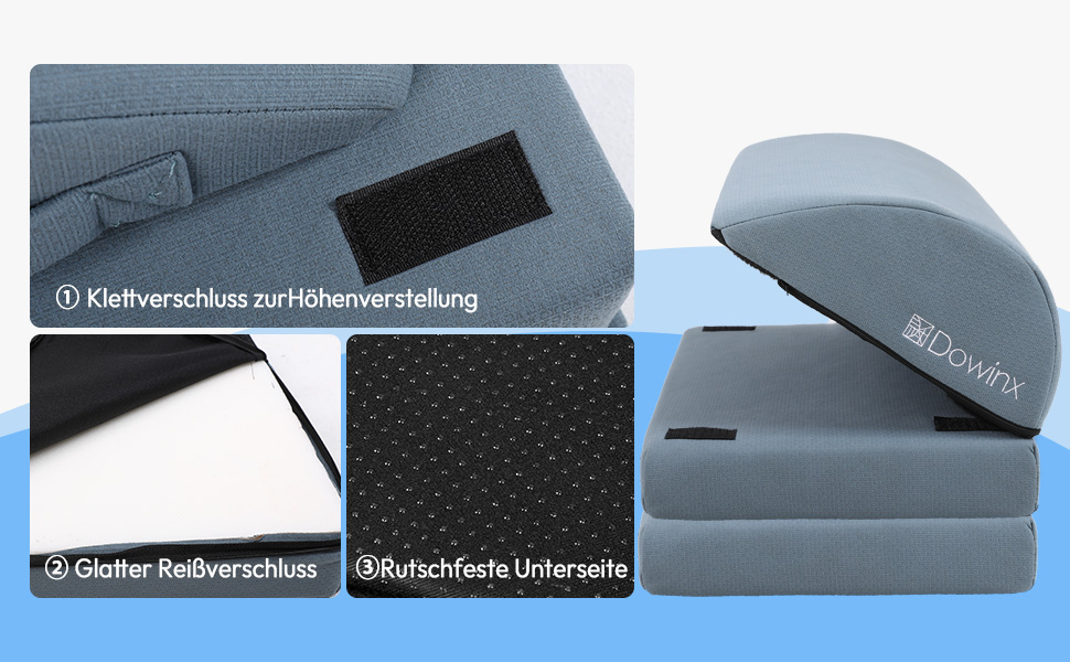 Підставка для ніг під стіл Dowinx, регульована по висоті, знімний чохол, зручна для офісу, авто, дому (3 шари, блакитна)