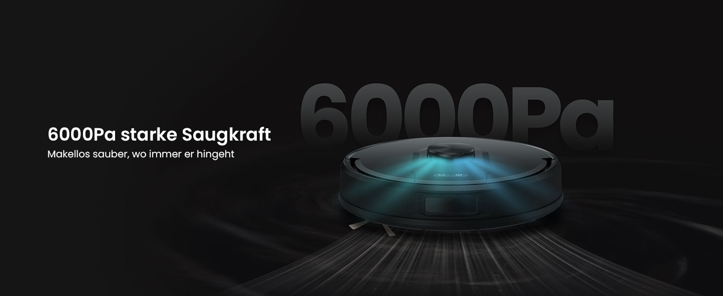 Робот-пилосос Vexilar W11 з функцією миття, 3 л, потужність 6000Pa, час роботи 180 хв, LiDAR навігація, 15 зон заборони, керування через додаток, для килимів та шерсті тварин