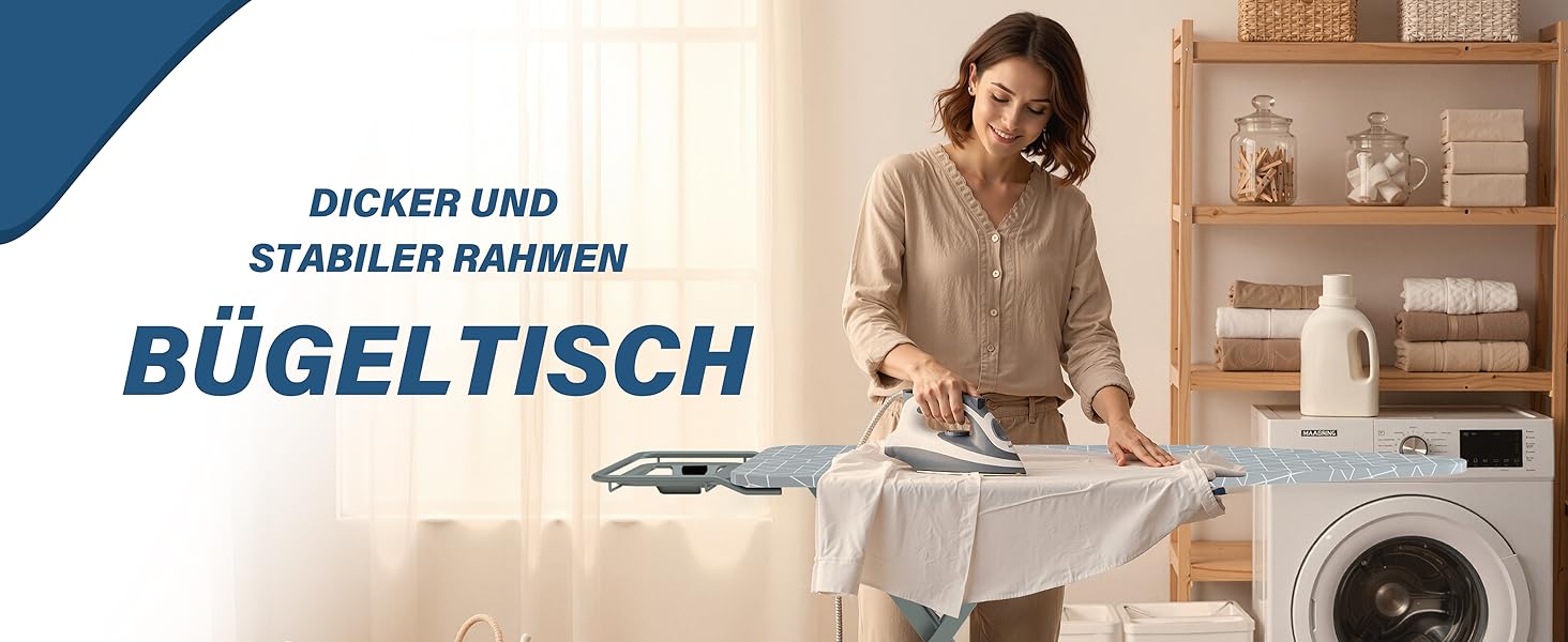 Прасувальна дошка STANEW XXL 120 x 45 см – розкладна та регульована по висоті, з системою безпечного закривання, підставкою для праски та неслизькими ніжками