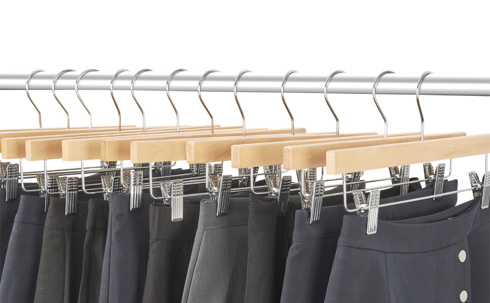 Дерев'яні вішалки для штанів та одягу HOUSE DAY з кліпсами, 25 шт. - білі, 35.5 см, поворотний гачок