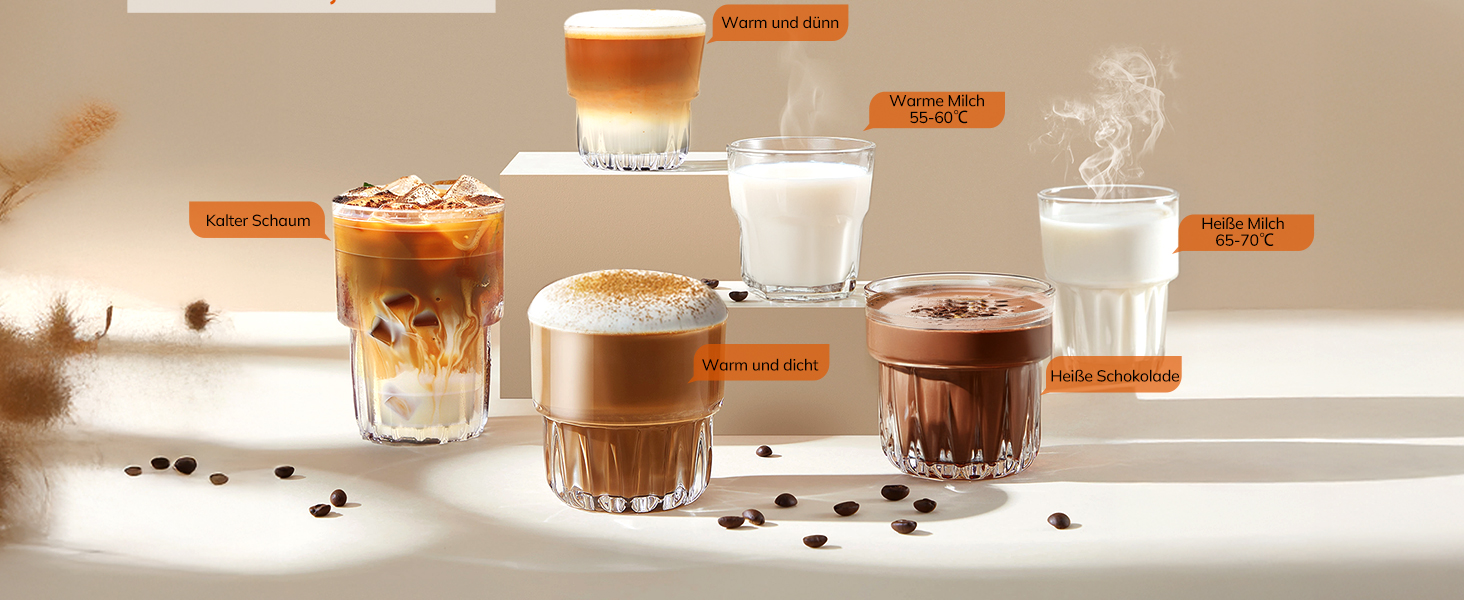 Електричний спінювач молока Morpilot 6-в-1, чорний, 130-500 мл, 600 Вт, для капучино, лате, гарячого шоколаду, миється у посудомийній машині