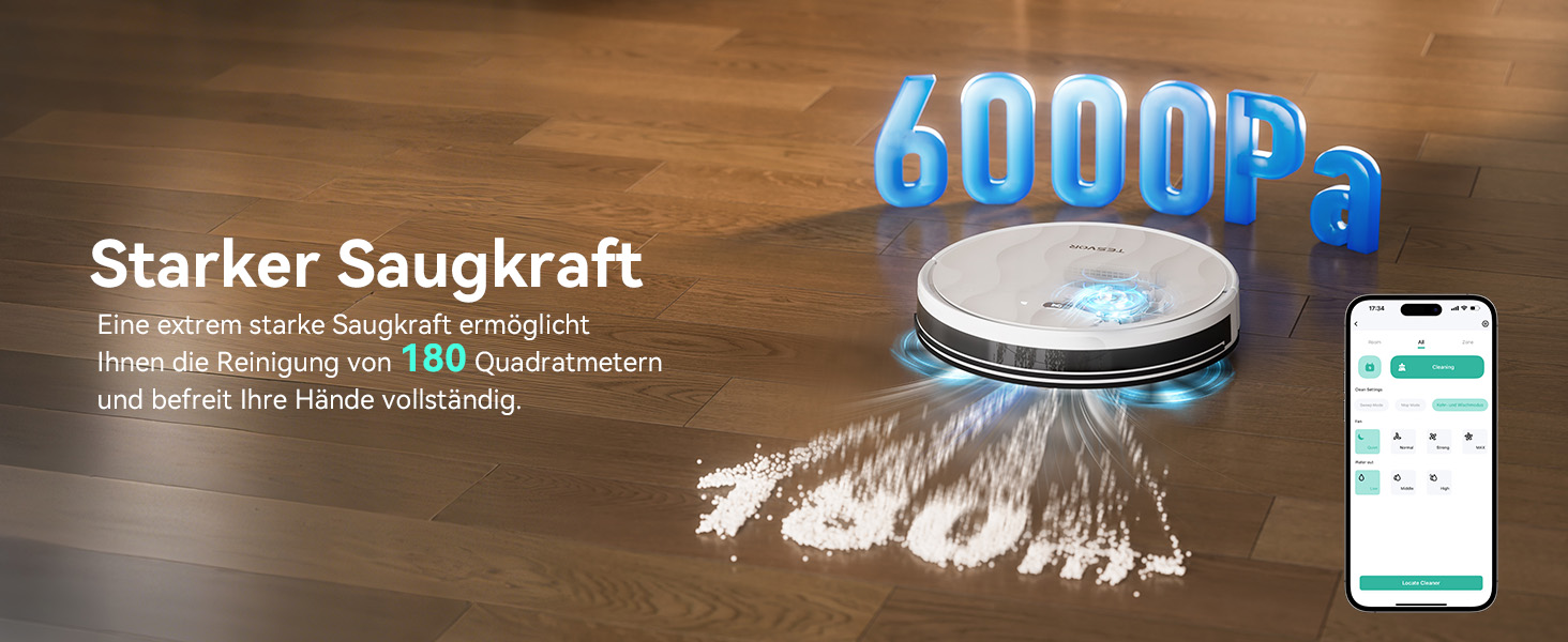 Робот-пилосос Tesvor S8 Pro з функцією миття - 8000Pa, LiDAR-навігація, 240 хв роботи, керування через додаток/Alexa, для прибирання шерсті тварин, килимів та твердих підлог (M2)