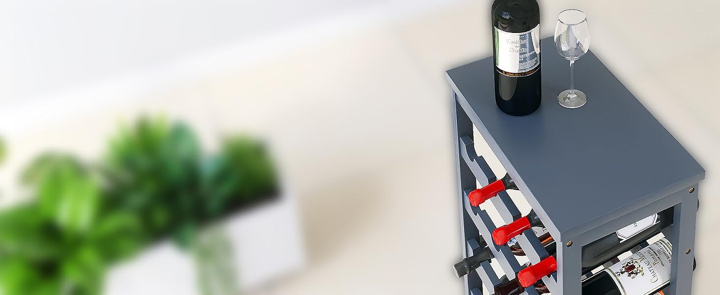 Стелаж для вина на 24 пляшки з бамбука, 6-ярусний, з полицями, сірий