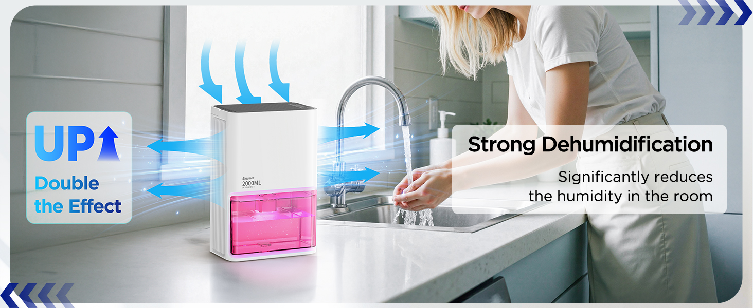 EasyAcc Електричний осушувач повітря 1200 мл, компактний, тихий, портативний, з автовимкненням та режимом сну. Ідеально для дому та офісу.
