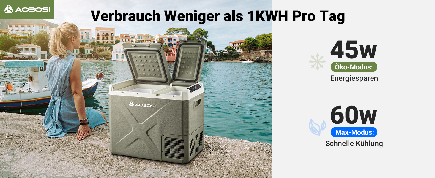 Автомобільний компресорний холодильник AAOBOSI 40L: Електрична сумка-холодильник 12/24V та 100-240V, двозонна, -20°C до 20°C – для авто, вантажівок, човнів, кемперів та кемпінгу
