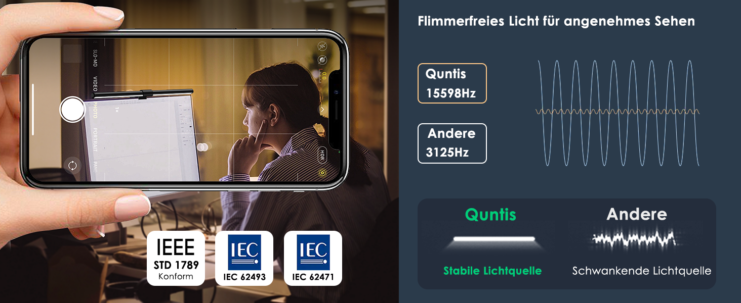 LED лампа для монітора Quntis з дистанційним керуванням та сенсорним управлінням, 40 см, захист від синього світла, USB, автоматичне регулювання яскравості, для ПК, офісу