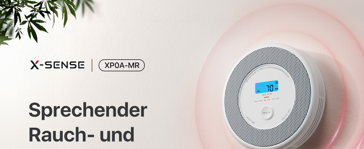 Датчик диму та CO X-Sense з Wi-Fi, голосовий сповіщення та визначенням місця розташування, 2-в-1, з базовою станцією SBS50, XP0A-MR11