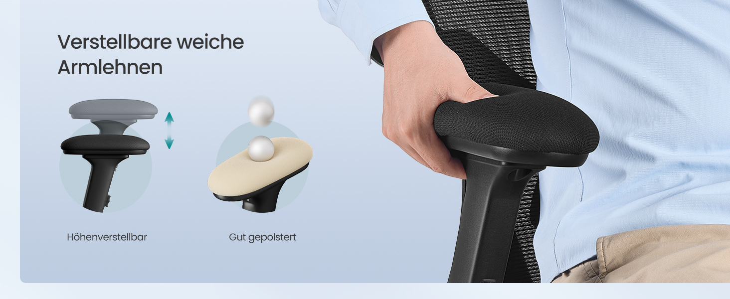 Офісний стіл SONGMICS: ергономічне крісло з регульованою поперековою та підголовною підтримкою, до 150 кг, регульована висота, чорний (OBN066GD01)