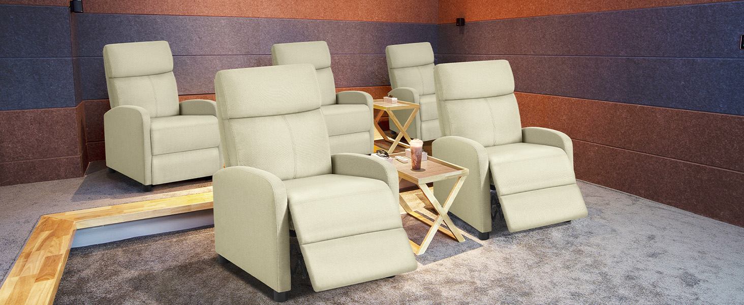 Крісло-релакс Yaheetech для телевізора з регульованою підставкою для ніг, крісло для відпочинку, бежеве, льон