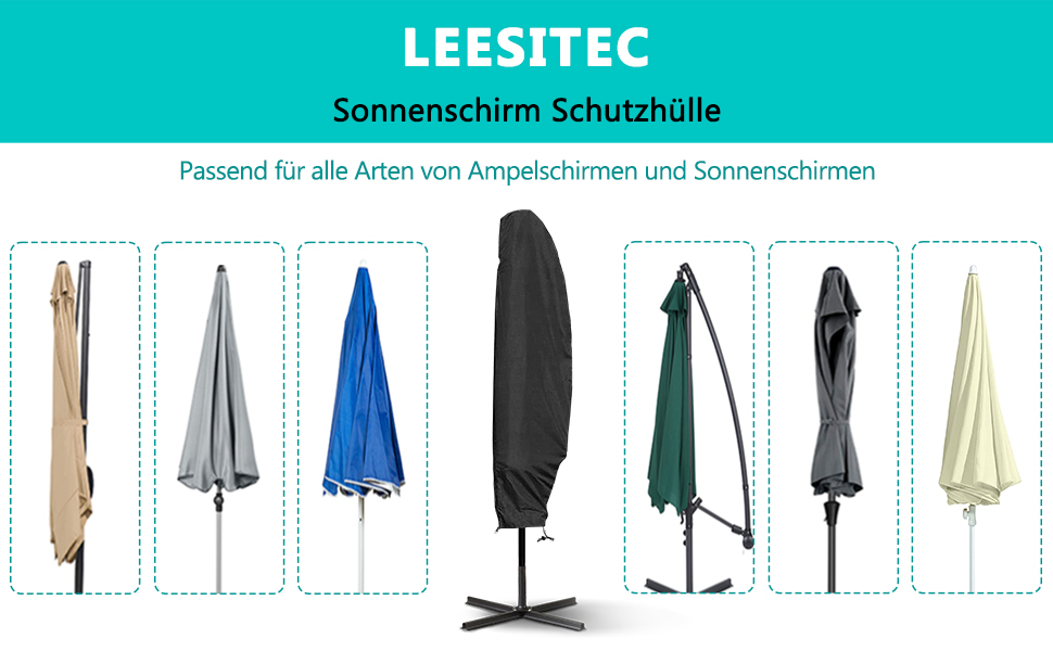 Чохол для парасольки великої, до 4 м, чорний (280 x 40/80/50 см) - захист від сонця, вітру та снігу