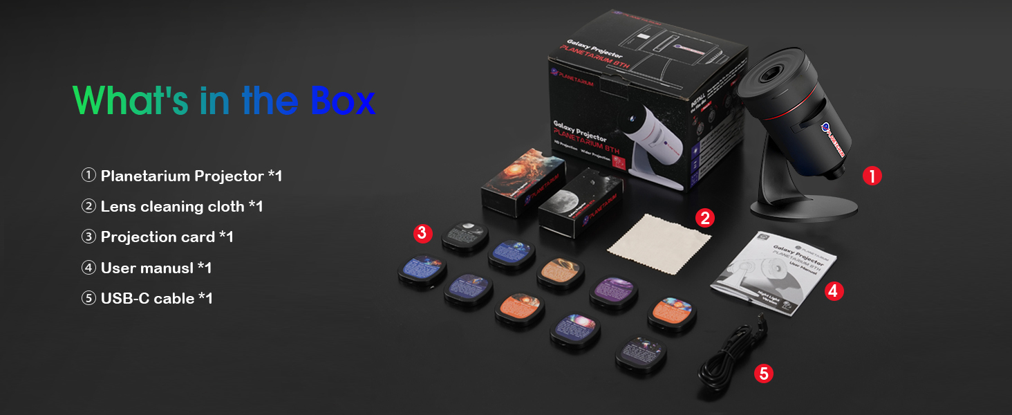 Проєктор зоряного неба VanSmaGo 8 покоління Sternenhimmel Galaxy: Планетарій, нічник HD, обертання 360°, таймер