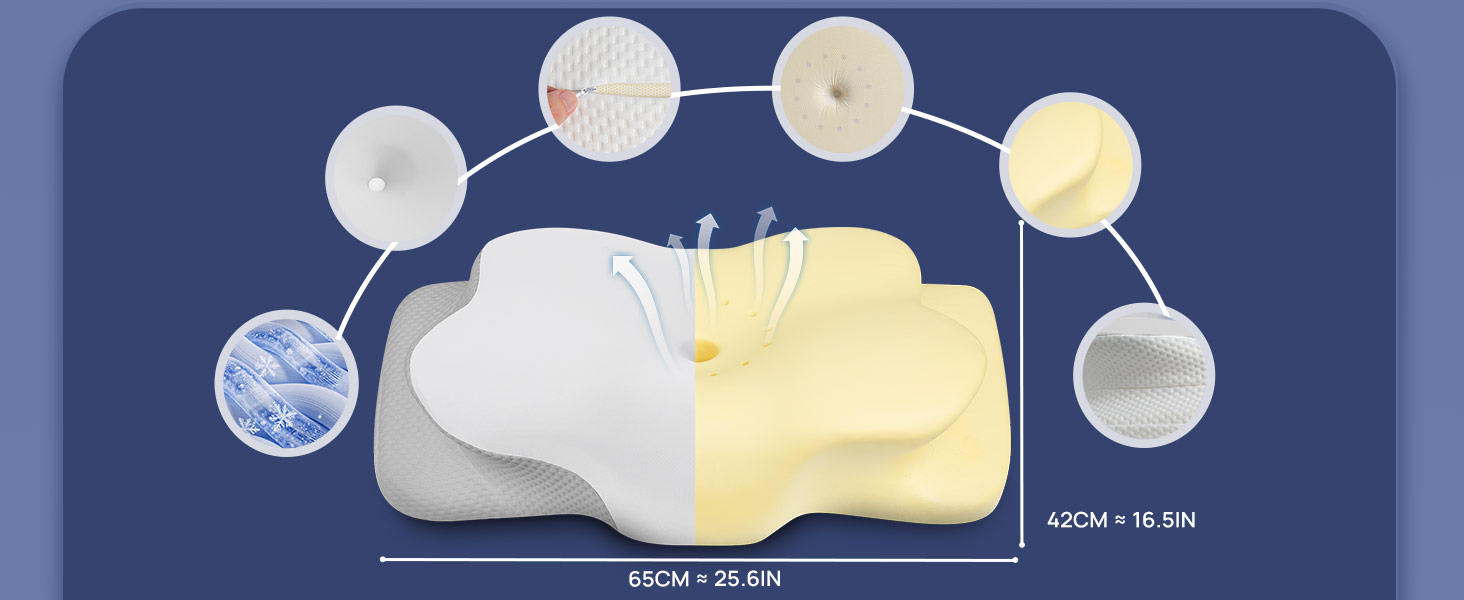Ергономічна подушка для шиї MULISOFT з ефектом пам'яті (Memory Foam), форма-метелик, біла, розмір M