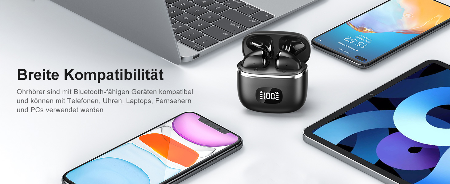 Навушники Bluetooth, Бездротовий 5.3, Шумозаглушення ENC, У вухах, 40 год, LED, USB-C, для роботи/спорту, Чорний