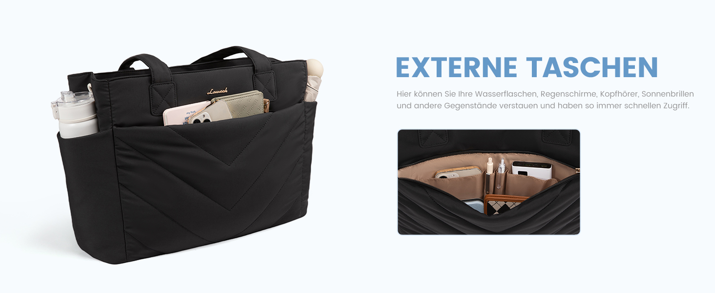 Сумка для ноутбука LOVEVOOK 15.6 дюймів, жіноча: шопер, велика робоча сумка, сумка-шоппер, для навчання, офісу, школи, чорна