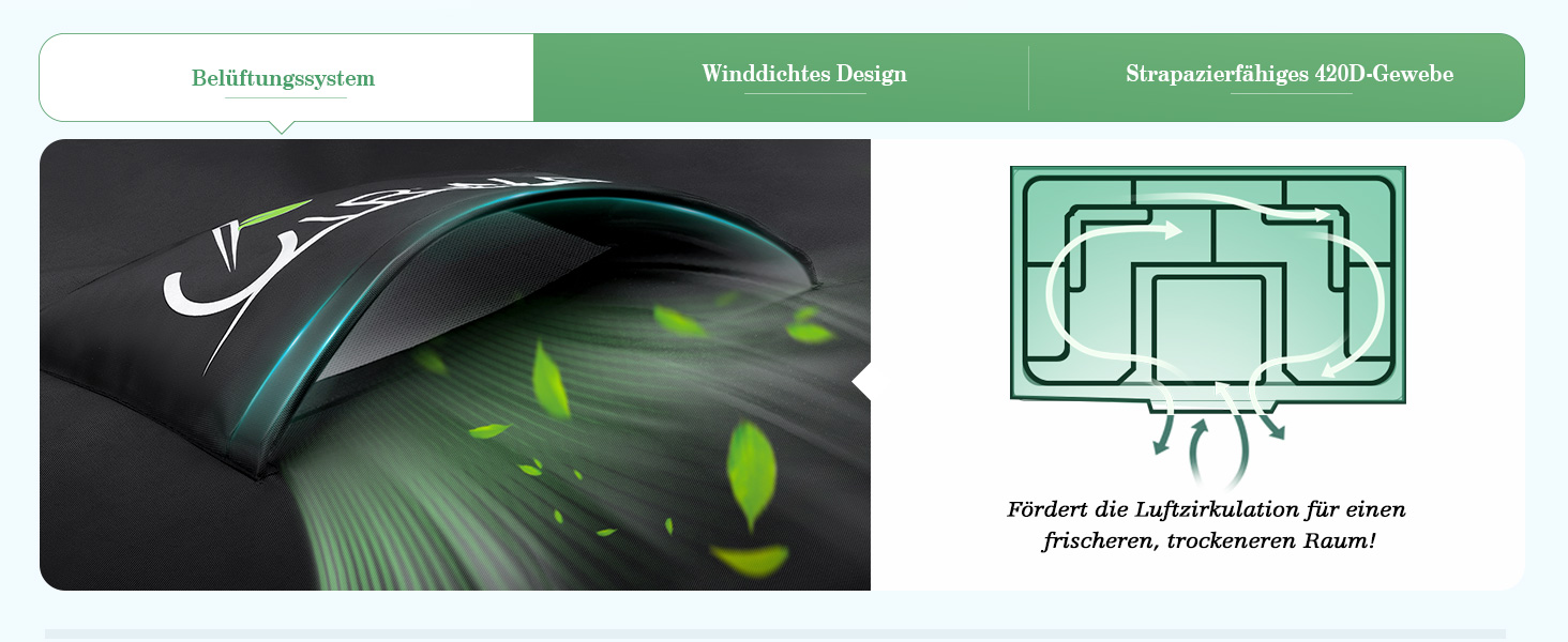 Чохол для садово-патіо меблів UIRWAY 180x120x74 см, водовідштовхуючий, 420D Oxford, з вентиляційними отворами та світловідбиваючими смугами