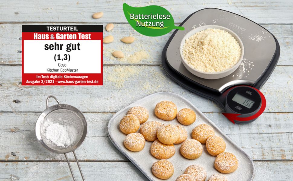Кухонні ваги CASO Design EcoMaster: без батарейок, до 5 кг з кроком 1 г, Testsieger