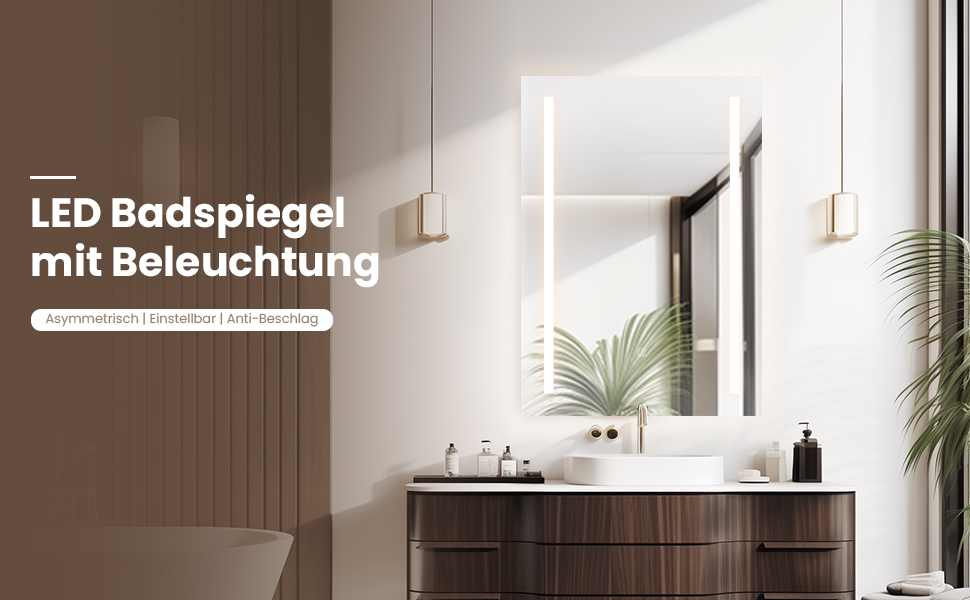 LED дзеркало для ванної кімнати з підсвічуванням | Водостійке IP54 | Сенсорне управління | 70x50 см | Стиль 2