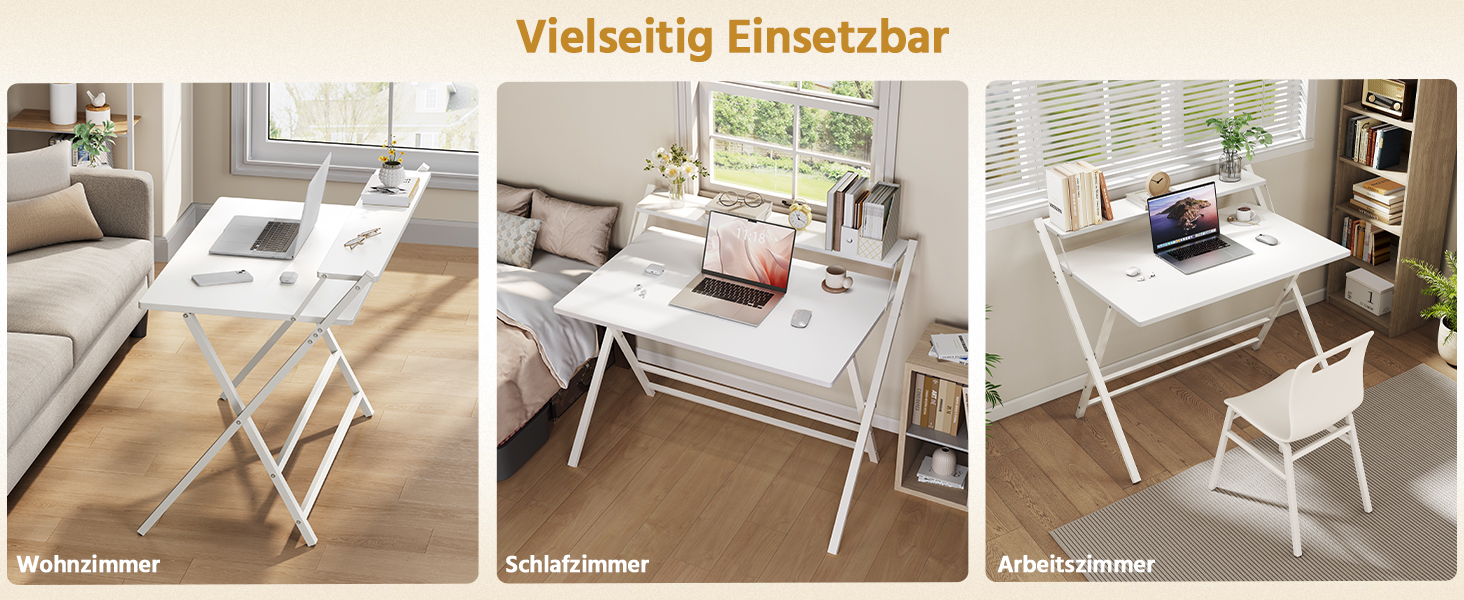 Зламуваний стіл Yaheetech 80 см, комп'ютерний стіл з полицею, двоступеневий робочий стіл з підставкою для монітора, стіл для ноутбука для домашнього офісу/маленьких кімнат/вітальні, білий, 80 см x 50 см, білий, 106.5x60.5x90 см