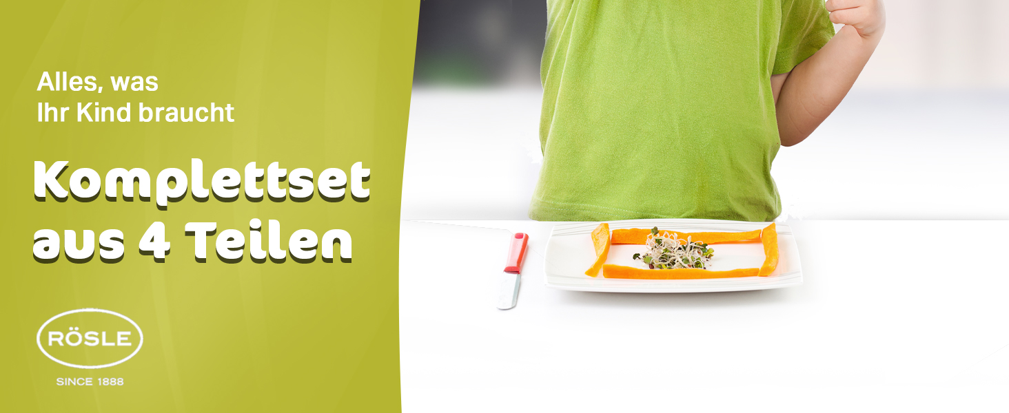 Дитячий набір столових приборів RÖSLE 'Waldfreunde' (4 шт.) з нержавіючої сталі 18/10, для дітей від 3 років, придатний для миття в посудомийній машині, чудовий подарунок на хрещення для хлопчиків та дівчаток