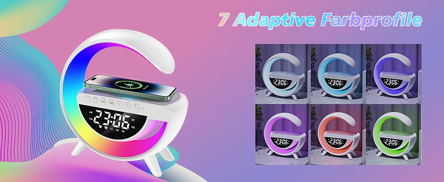 LED-лампа на тумбочку з бездроговою зарядкою 15W, Bluetooth, динамік, нічник, регулювання яскравості, для спальні