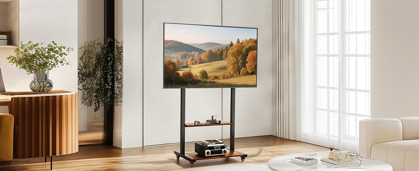 Підставка для телевізора Boden 40-100 дюймів з поличкою та колесами, VESA 800x600, до 100 кг