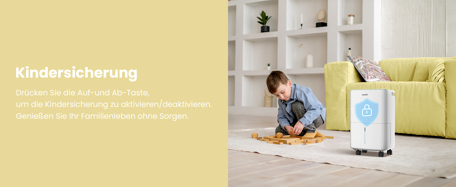 Зволожувач повітря COMFEE 12L з автоматичною відтайкою та дитячим замком, для приміщень до 20 м² (50 м³), екологічний фреон R290