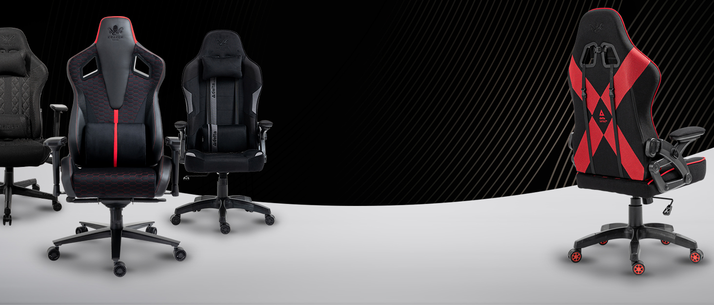 Крісло ігрове KRAKEN CHAIRS чорно-морського кольору, тканинне, ергономічне, для геймерів, вантажопідйомність 130 кг