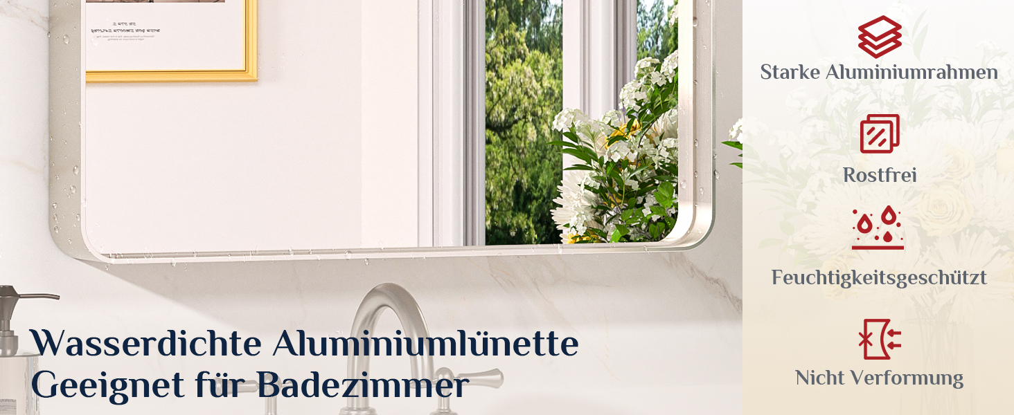 Дзеркало на стіну Keonjinn Wand Spiegel 40x50 см з металевим каркасом, прямокутне. Підходить для ванної кімнати, вітальні, спальні, коридору.