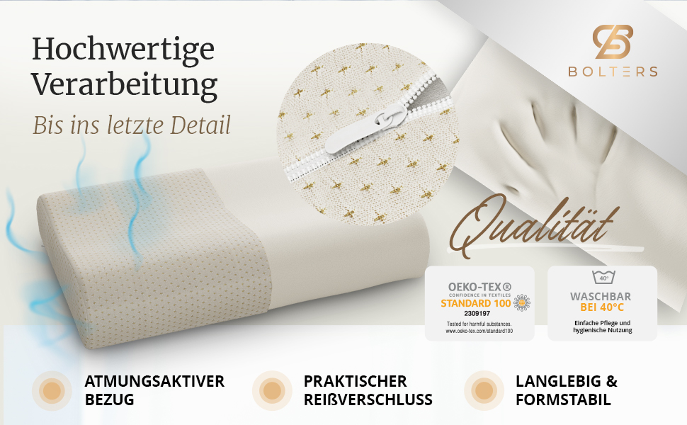 Ортопедична подушка Bolters з Memory Foam для шиї – проти болю в шиї. Зручна для тих, хто спить на боці та на спині. Дихаюча, знімний чохол, форма стабільна. Рейтинг – 1,1