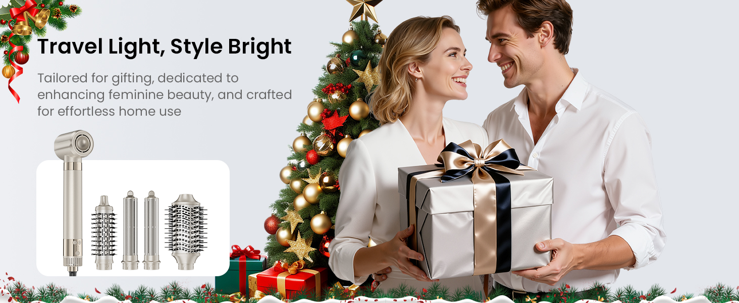 Мультистайлер для волосся 5 в 1 MESCOMB: високошвидкісний фен, круглий брашинг та автоматичний курлер для об'єму, локонів і випрямлення, колір шампань-золото