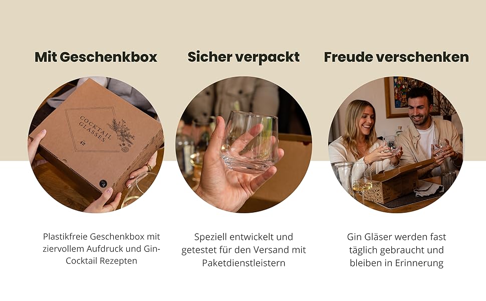 Набір келихів для джину та тоніку 4 шт, 400 мл, в подарунковій коробці з рецептами коктейлів, для великого льоду. Подарунок для чоловіків та жінок