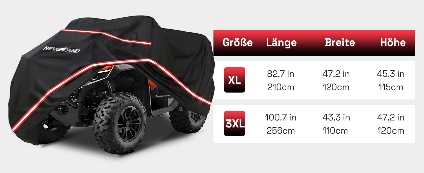 Водонепроникний чохол для квадроцикла NEVERLAND Quad ATV XXXL (256 x 110 x 120 см), чорно-сріблястий