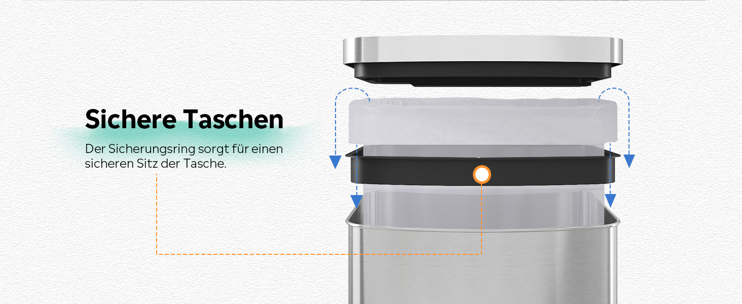 Електричний сміттєвий бак WLIVE 60L з сенсором, з нержавіючої сталі, автоматичний, з м'яким закриттям кришки, герметичний, гігієнічний для кухні та офісу