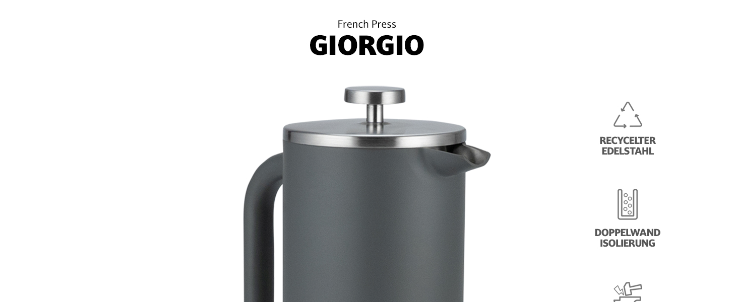 Френч-прес Campo Libre® Giorgio з нержавіючої сталі 0.6л (600мл) Neptune Blue | З термофункцією та фільтром