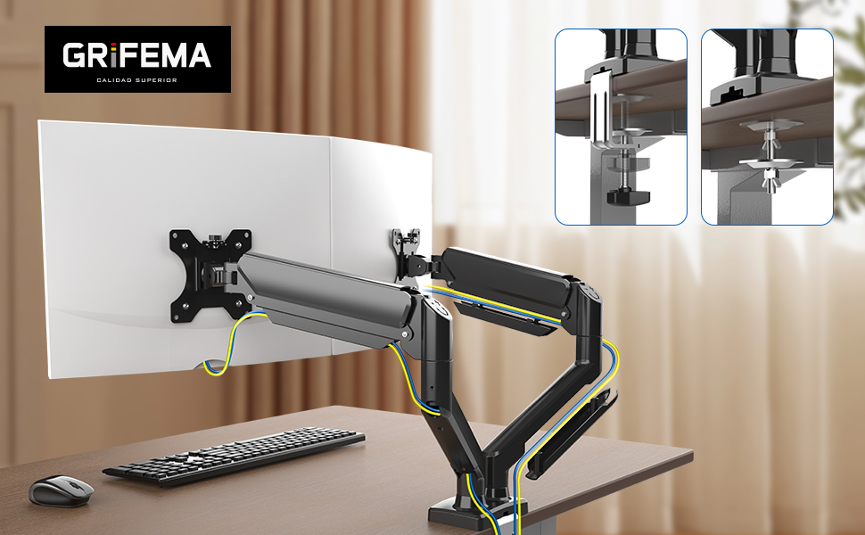 Підставка для монітора GRIFEMA Dual Arm - 2 монітори, 13-32 дюйми, регулювання висоти, поворот, VESA 75x75/100x100, до 9 кг