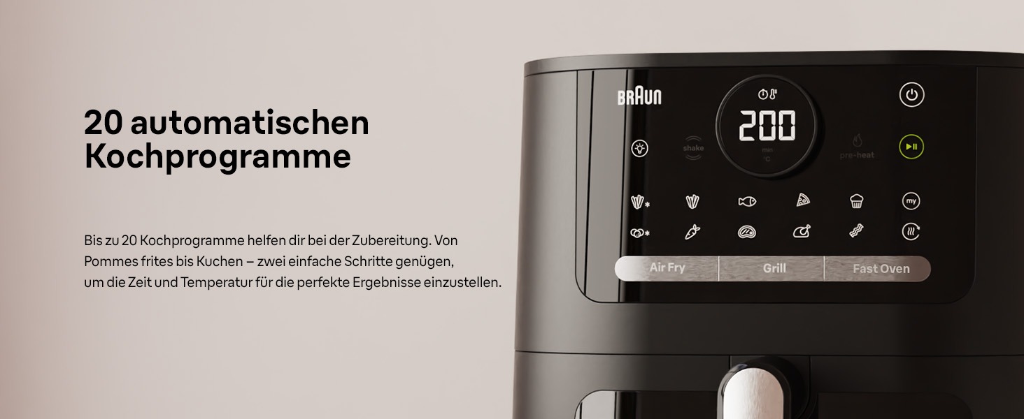 Фритюрниця повітряна Braun MultiFry 3 HF 3030, 4.3 л, 1500 Вт, цифрове керування, 8 програм, чорна