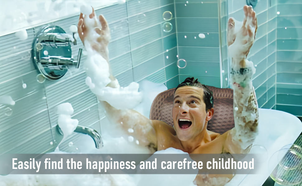 Подушка для ванни з піни memory foam, антиковзка, для шиї та спини, 4D вентиляція, 6 присосок, сіро-метеликовий колір