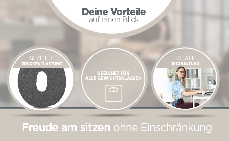 Ергономічна ортопедична подушка-кільце Theraline для розвантаження куприка та гемороїду, післяопераційна та післяпологова подушка-пончик (Антрацит Меланж), 35x48 см