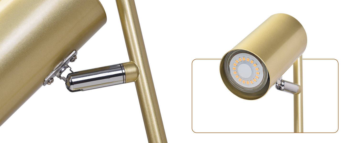 Настільна лампа 2ER Gold: регульована, для спальні, вітальні, офісу, з металу, з вимикачем