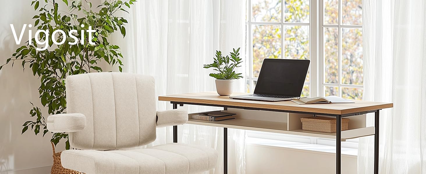 Крісло Vigosit Criss Cross з колесами, регульовані підлокітники, антиковзне покриття, комфортна подушка, сучасний стиль, поворотне, для дому, туалетного столика, офісу (Сірий)