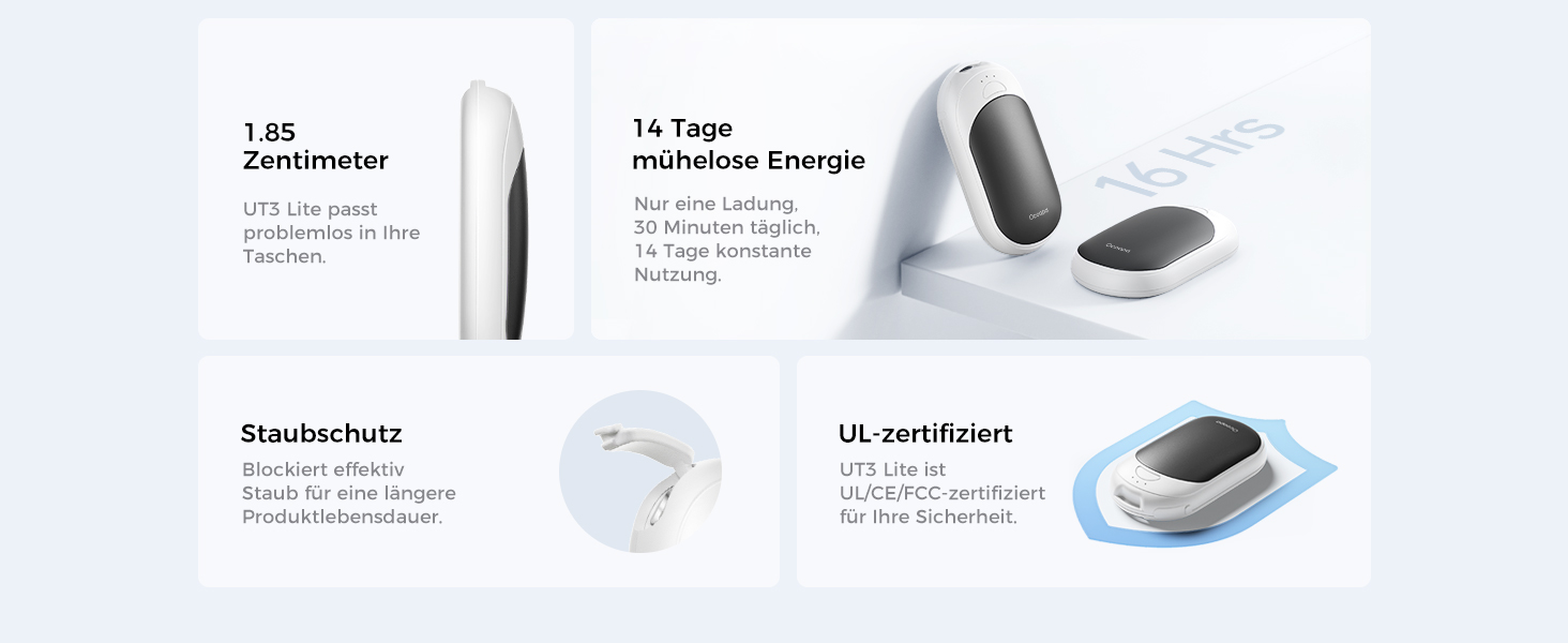 Електричні грілки для рук OCOOPA 2 шт. з магнітною фіксацією, 5000mAh, 3 режими нагріву, компактні, для рукавичок, зими, подарунок