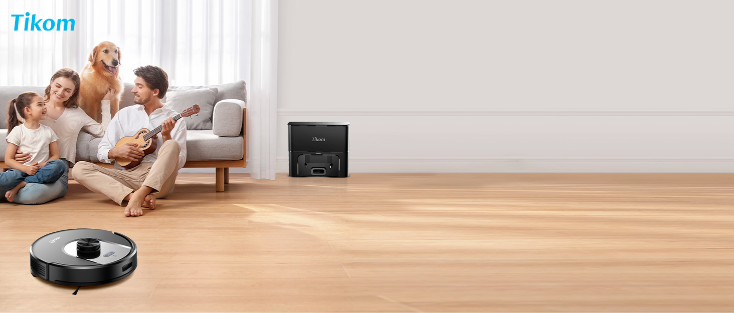 Робот-пилосос Tikom L8000 Plus з функцією миття, 6000Pa, LiDAR, Wi-Fi, для тварин та килимів