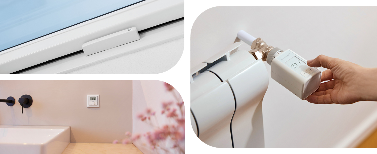 Homematic IP Термостат радіатора Smart Home – цифровий термостат для опалення з керуванням через додаток, сумісний з Alexa та Google Home, легка установка, енергозбереження (153412A3, окремо)