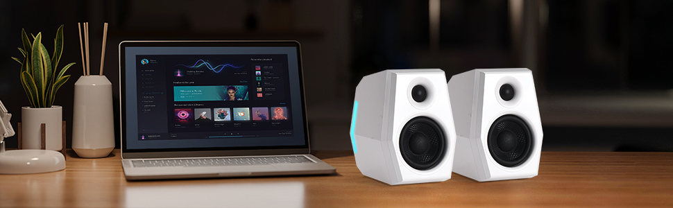 Sanyun SW209 - Комп'ютерні ігрові колонки 36W з RGB-підсвічуванням, Bluetooth 5.2, USB/AUX, 3 режими EQ (Гра/Фільм/Музика), 2.75