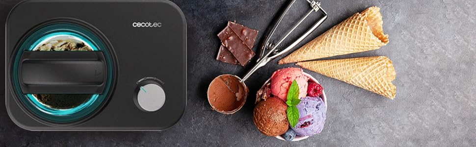 Машина для приготування морозива Cecotec Gelacy 1200 Touch з компресором. Чорний колір, 0,8 л, сенсорний екран, 110 В, 30 хвилин