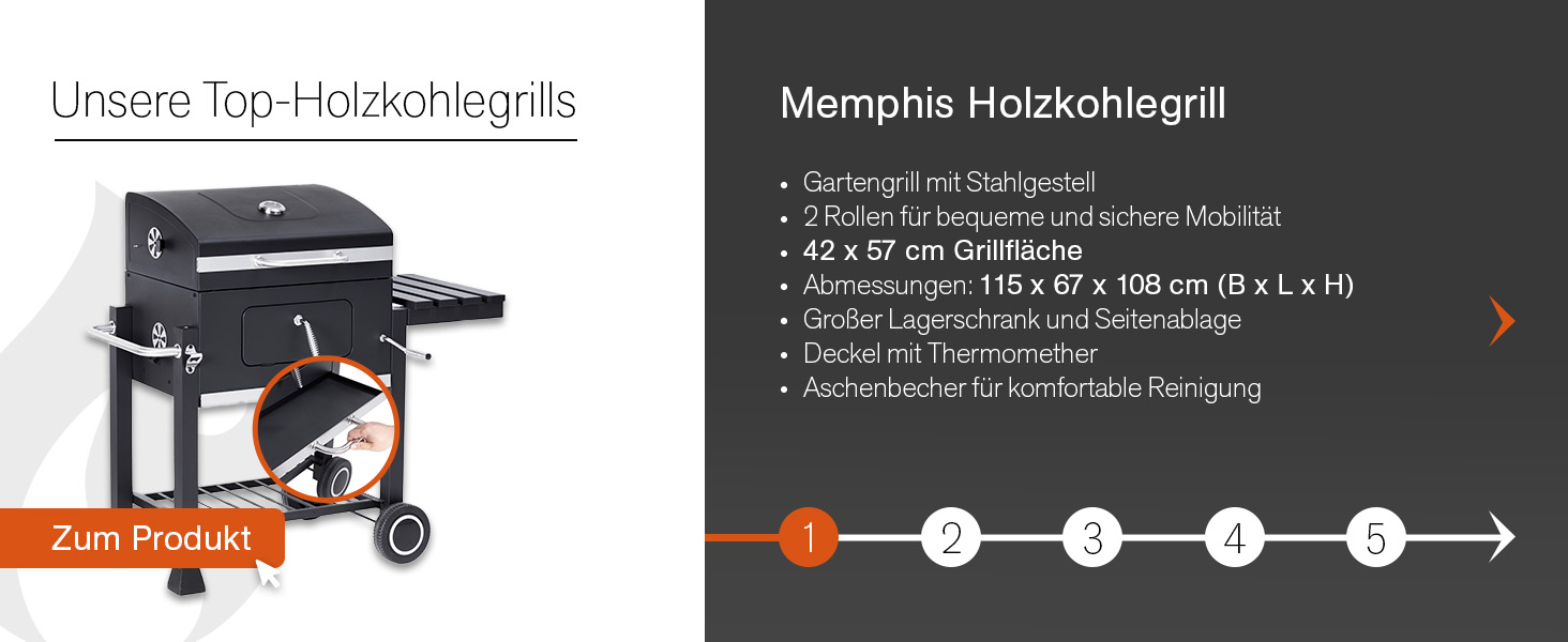 Мангал Tarrington House Brigida з чавунною решіткою, сталь, 2 регульовані решітки, на колесах, чорний